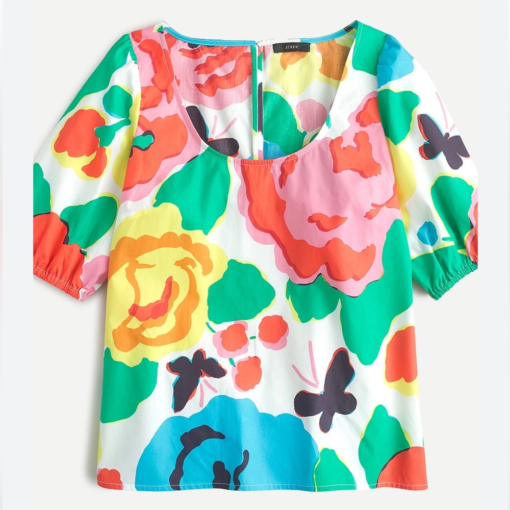 J. Crew Scoopneck Cotton Poplin Top in Ratti Jardin Floral- Plus Size
